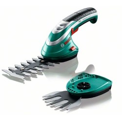 Bosch Sculpte-haies sans fil Isio Set avec lame Multi-Click  "sculpte-haies," lame Multi-Click "taille-herbe" et chargeur 060083