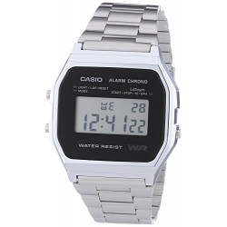 Casio - A158WEA-1EF - Vintage - Montre Mixte - Quartz Digital - Cadran Noir - Bracelet Acier Argent