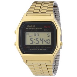 Casio - Vintage - A159WGEA-1EF - Montre Mixte - Quartz Digital - Cadran Noir - Bracelet Acier Doré