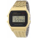 Casio - Vintage - A159WGEA-1EF - Montre Mixte - Quartz Digital - Cadran Noir - Bracelet Acier Doré