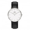 Daniel Wellington - 0608DW - Sheffield - Montre Mixte - Quartz Analogique - Cadran Argent - Bracelet Cuir Noir