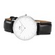 Daniel Wellington - 0608DW - Sheffield - Montre Mixte - Quartz Analogique - Cadran Argent - Bracelet Cuir Noir