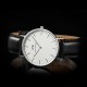 Daniel Wellington - 0608DW - Sheffield - Montre Mixte - Quartz Analogique - Cadran Argent - Bracelet Cuir Noir