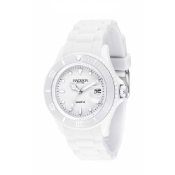 Madison New York - SU4167B - Montre Mixte - Quartz Analogique - Cadran Blanc - Bracelet Silicone Blanc