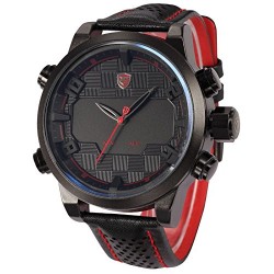 Shark - SH203 - Montre Homme - Quartz - Digital/ LED - Date/ Jour/ Alarm - Bracelet Cuir Noir