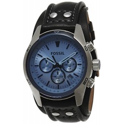 Fossil - CH2564 - Montre Homme - Quartz Analogique - Cadran Bleu - Bracelet Cuir Noir