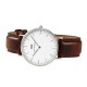 Daniel Wellington - 0607DW - St Mawes - Montre Mixte - Quartz Analogique - Cadran Argent - Bracelet Cuir Marron