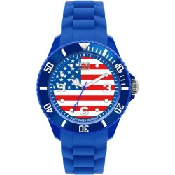 ICE-Watch - Montre Mixte - Quartz Analogique - Ice-World - USA - Small - Cadran Multicolore - Bracelet Silicone Bleu - WO.US.S.S