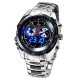 Pixnor TVG 100 KM-468 double fuseau M imperméable homme afficher sport Digital Quartz montre avec Date/alarme lunimeux Light (No