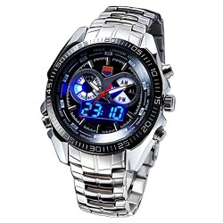 Pixnor TVG 100 KM-468 double fuseau M imperméable homme afficher sport Digital Quartz montre avec Date/alarme lunimeux Light (No