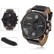 Foxnovo Grand cadran rond Dual Time Cool masculine Oulm 9316 affichage Quartz bracelet montre avec bande d''unité centrale (noir