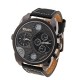 Foxnovo Grand cadran rond Dual Time Cool masculine Oulm 9316 affichage Quartz bracelet montre avec bande d''unité centrale (noir