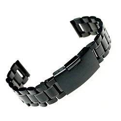 Ritche Bracelet de montre en acier inoxydable à fixation droite Noir 22 mm