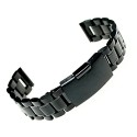 Ritche Bracelet de montre en acier inoxydable à fixation droite Noir 22 mm