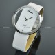 AMPM24 Montre Quartz Sportive Elegant Cadran Transparent Bracelet Cuir Blanc Unisexe - WAA025