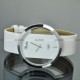 AMPM24 Montre Quartz Sportive Elegant Cadran Transparent Bracelet Cuir Blanc Unisexe - WAA025