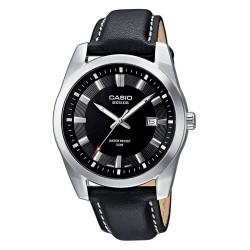 Casio - BEM-116L-1AVEF - Montre Homme - Quartz analogique - Dateur - Cadran Noir - Bracelet Cuir Noir