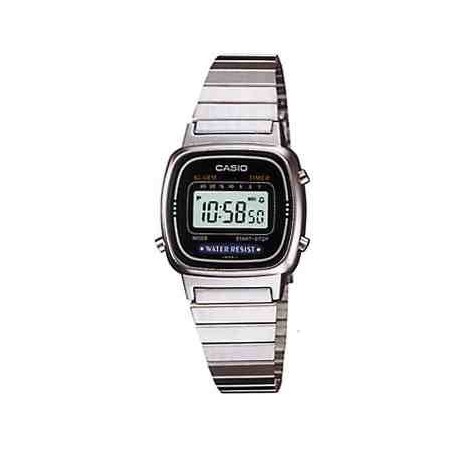 Casio - LA670WA-1D - Vintage - Montre Femme - Quartz Digital - Cadran LCD - Bracelet Acier Gris