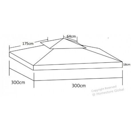 HomeStore Global, Toile de toit de rechange pour tonnelle 3m x 3m - Toile de protection et résistante aux UV - Camel