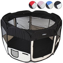 Parc pour chiots et petits animaux - noir - Ø 125 cm - H 64 cm - pliable - DIVERSES COULEURS AU CHOIX