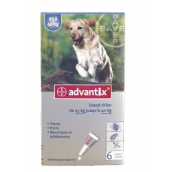 Advantix - Pipettes Antiparasitaires Pour Chien + 25 kg/Bayer - Boite de 6 Pipettes