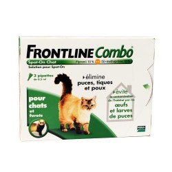 Merial - Chats - FRONTLINE COMBO - Chat - 3pip - Anti-puce, anti-tique