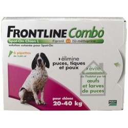 Merial - FRONTLINE COMBO Grand chien 20-40kg - 6pip - Anti-puce, anti-tique