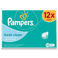 Pampers 12 Paquets de 64 Lingettes Fresh Clean (768 Lingettes)