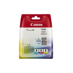 Canon CLI-8 Cartouche d'encre d'origine Pack de 3 Cyan, Magenta, Jaune