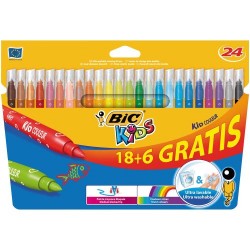 Bic Kids Kid Couleur Feutres ultra lavable Couleurs assorties 18+6 Gratuits