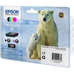 Epson 26 Cartouche d'encre d'origine Claria Premium Multipack Noir, Cyan, Magenta, Jaune