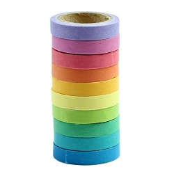 niceeshop(TM) Bricolage Décoratif Adhésif Autocollants Rainbow Paper Bande Papeterie Cadeau Scolaire (Jeu de 10, Couleurs Assort