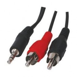 Cable avec fiche Jack 3,5mm stéréo mâle ET fiche RCA x2 mâles- 1m20