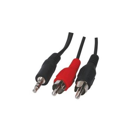 Cable avec fiche Jack 3,5mm stéréo mâle ET fiche RCA x2 mâles- 1m20