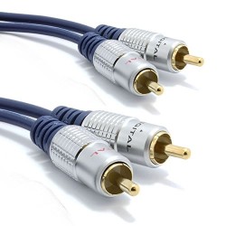 Pur cuivre desoxygéné HQ 2 x RCA Cinch Fiches Vers Fiches Stéréo Audio câble Plaqués Or 1 m