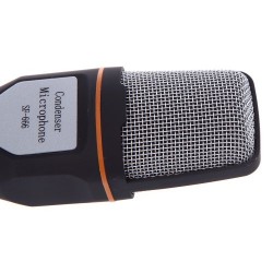 Micro Wired filaire câble Microphone à condensateur avec l'étagère de support pour le Chat de chant karaoké PC portable noir