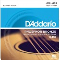 D'Addario Cordes en bronze phosphoreux pour guitare acoustique D'Addario EJ16, Light, 12-53