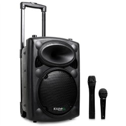 Ibiza Port 8 VHF - Enceinte sono portable - Haut parleur avec micro sans fil et micro fil, radio FM et lecteur MP3 (USB SD, chas