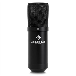 Auna MIC-900B Micro à condensateur USB pour utilisation studio avec suspension, capsule 16 mm, cardoïde 320 Hz-18 KHz noir