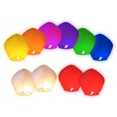 Lot de 50 Lanternes volantes multicolors colorées chinoise fête soirée mariage romantique évenement festival luminaire en plein 