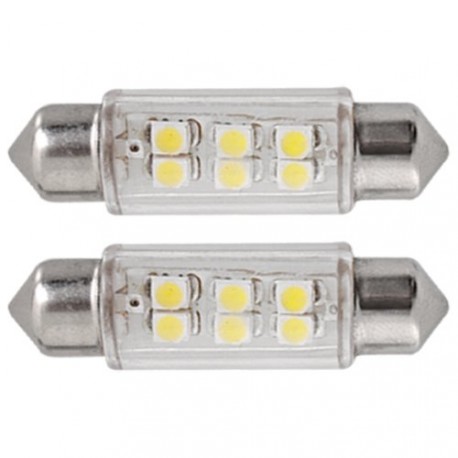 10X 39MM AMPOULE LAMPE 6 SMD LED BLANC POUR VOITURE DOME