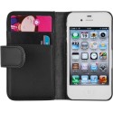 JAMMYLIZARD | Housse en Cuir Wallet Flip Case pour iPhone 4 4S, protège écran inclus (NOIR)