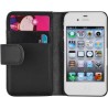 JAMMYLIZARD | Housse en Cuir Wallet Flip Case pour iPhone 4 4S, protège écran inclus (NOIR)