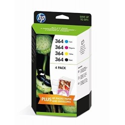 HP 364 Cartouches d'encre d'origine J3M82AE Lot de 4 Noir Cyan Magenta Jaune