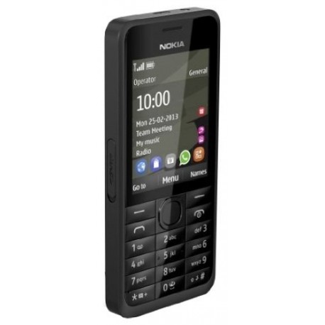Nokia 301 téléphone portable, MicroSD, caméra 3,2 MP, 39 jours en mode veille, noir