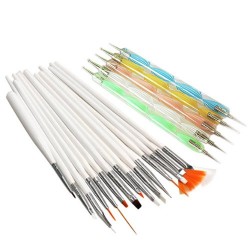 Vktech Lot de 15 pinceaux à ongles et 5 stylos dotting tools doubles pour nail art