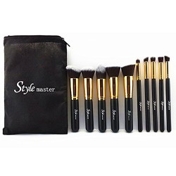 Kit de Pinceau maquillage Professionnel 10 PCS Ombre à Paupière Doré Blush Fondation Pinceau Poudre Fond de teint Anti-cerne Kit