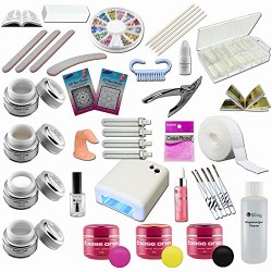 Kit de Manucure et Nail Art ultra complet - 24 accessoires dont lampe UV 36W et gels UV + gels de couleur - Sun Garden Nails