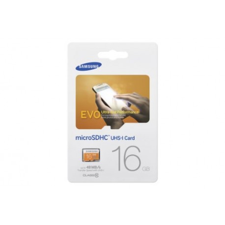 Samsung 16 Go Carte Mémoire EVO Micro SD Classe 10 sans adaptateur MB-MP16D/EU