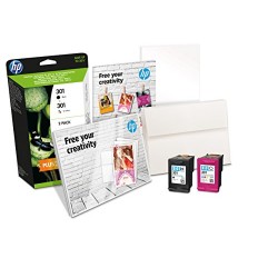 HP 301 Lot de 2 cartouches d'encre d'origine J3M81AE Noir + Tricolore Cyan, Magenta, Jaune